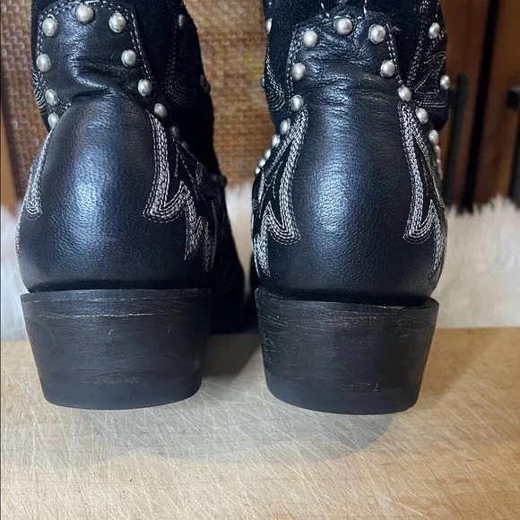 Old Gringo Yippee Ki Yay Leather and Suede Studded Western Cowgirl Boots - Picture 6 of 9